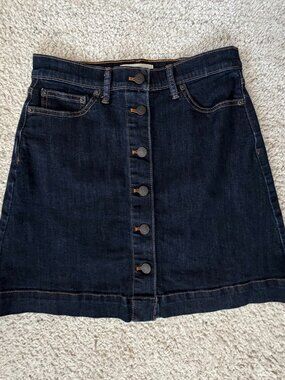 Gap 1969 Dark Wash Denim A-Line Button Front Skirt
